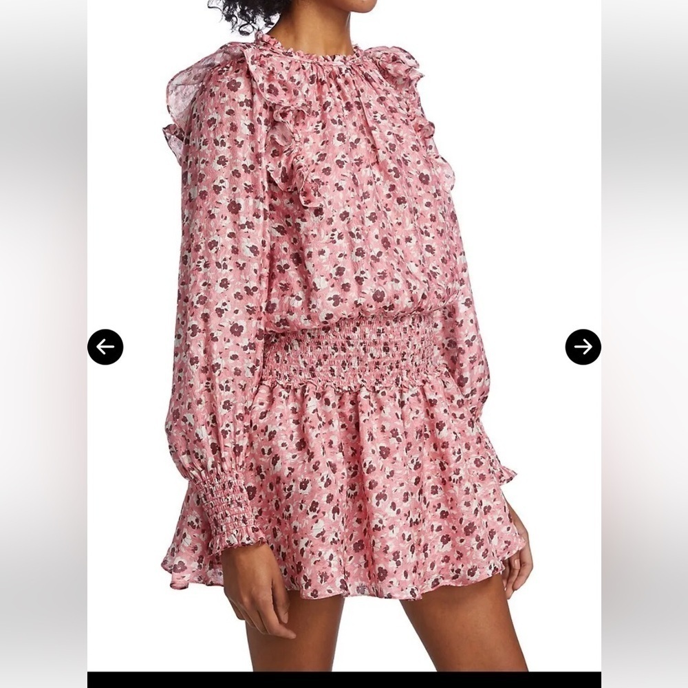 NWT in manu plastic Ramy Brook Penelope Silk Blend Ruffle Dress in Pink Size L - Picture 5 of 12